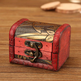 Buddha Gift Retro Small Wood Jewelry Box Lotus Golden Grape Copper Coin Daffodil Grass Flower Jewelry Storage Box