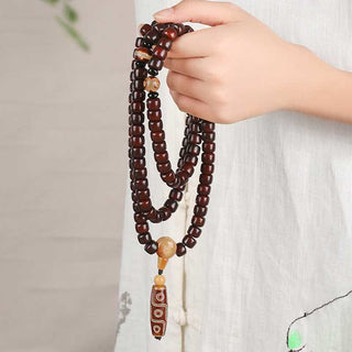 Buddha Gift 108 Mala Beads Three-eyed Dzi Bead Nine-eye Dzi Bead Jade Luck Bracelet