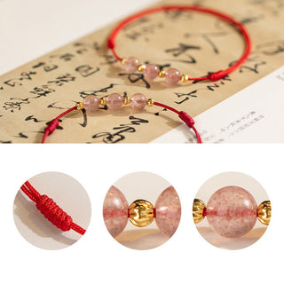 Buddha Gift Strawberry Crystal Beads Luck Red String Anklet