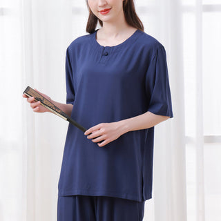 Buddha Gift 2Pcs Half Sleeve T-Shirt Pants Meditation Zen Tai Chi Cotton Linen Clothing Unisex Set