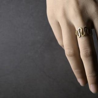 Buddha Gift Simple Curved Brass Design Copper Luck Wealth Adjustable Ring