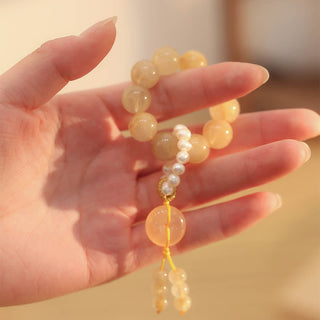 Buddha Gift Citrine Peace Buckle Prosperity Happiness Wrist Mala