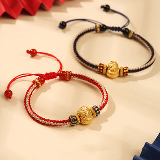 Buddha Gift 925 Sterling Silver Baby Dragon Luck Strength Handmade Braided Bracelet