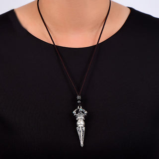 Buddha Gift Tibetan Om Mani Padme Hum Dorje Vajra Design Wisdom Rotatable Necklace Pendant