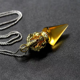 Buddha Gift Tibetan Dorje Vajra 4 Prong Lotus Liuli Crystal Strength Necklace Pendant