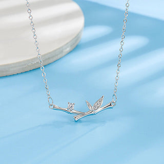 Buddha Gift Bamboo Leaf Design Copper Zircon Wealth Necklace Pendant