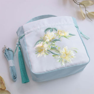 Buddha Gift Suzhou Embroidery Rabbit Lotus Epiphyllum Peony Magnolia Silk Tote Crossbody Bag Shoulder Bag Handbag