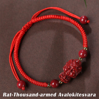Buddha Gift Chinese Zodiac Natal Buddha Cinnabar Amulet Blessing String Bracelet