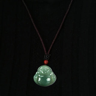 Buddha Gift Laughing Buddha Jade Abundance String Necklace Pendant