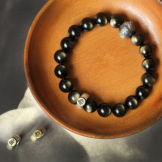 Buddha Gift Chinese Zodiac Natal Buddha Obsidian Purification Bracelet