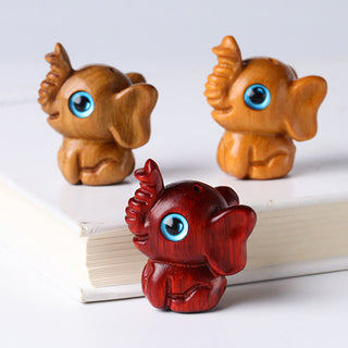 Buddha Gift Sandalwood Small Leaf Red Sandalwood Green Sandalwood Lucky Mini Elephant Carved Protection Decoration