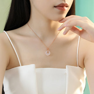 Buddha Gift 925 Sterling Silver Ginkgo Leaf Butterfly Rose Chalcedony Hetian Jade Peace Buckle Fu Character Harmony Necklace Pendant