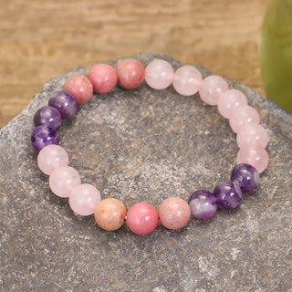 Buddha Gift 108 Mala Beads Amethyst Rose Quartz Spiritual Healing Tassel Bracelet