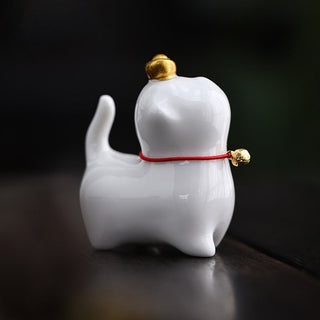 Buddha Gift Mini Lucky Cat Ingot Tea Pet Ceramic Home Desk Figurine Decoration