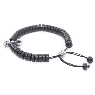 Buddha Gift Tibet Coconut Shell Carved Om Mani Padme Hum Dorje Vajra Bell Happiness String Bracelet