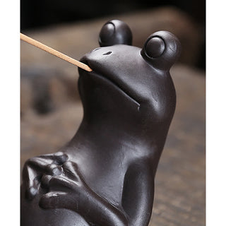 Buddha Gift Meditation Frog Ceramic Spiritual Healing Incense Burner