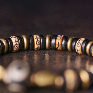 Buddha Gift Tibetan Bone Beads Ebony Wood Strength Bracelet