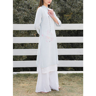 Buddha Gift 2Pcs Lotus Pattern Tai Chi Meditation Yoga Cotton Linen Clothing Top Pants Women's Set