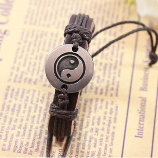 Buddha Gift Retro Yin Yang Leather Harmony String Bracelet