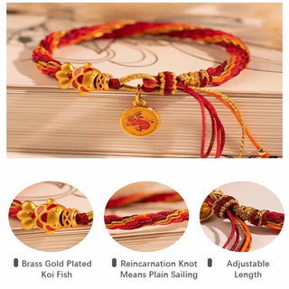 Buddha Gift Chinese Zodiac Handmade Koi Fish String Protection Reincarnation Knot Braid Bracelet