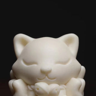 Buddha Gift Mini Nine Tailed Fox Ivory Fruit Sandalwood Green Sandalwood Blessing Decoration