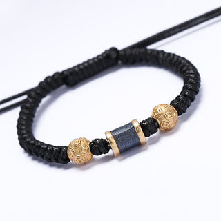 Buddha Gift 999 Sterling Silver Copper Coin Bead Copper Balance Braided String Bracelet