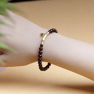 Buddha Gift 14K Copper Plated Gold 925 Sterling Silver Plated Gold Natural Garnet Bamboo Protection Bracelet