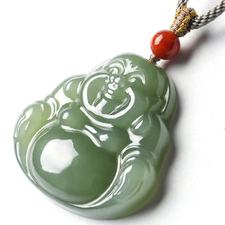 Buddha Gift Laughing Buddha Hetian Jade Abundance Necklace String Pendant