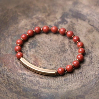 Buddha Gift Red Jasper Moss Agate Black Obsidian Crystal Copper Peace Couple Bracelet