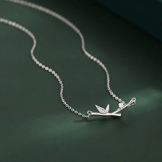 Buddha Gift Bamboo Leaf Design Copper Zircon Wealth Necklace Pendant