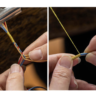 Buddha Gift Handmade Dunhuang Color Peach Blossom Pattern Braid String Bracelet