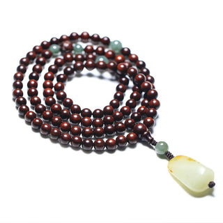 Buddha Gift Tibetan Small Leaf Red Sandalwood Jade Mala Meditation Bracelet