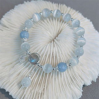 Buddha Gift Cat's Eye Moonstone Butterfly Star Charm Support Bracelet
