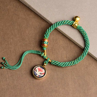 Buddha Gift Tibetan Five God Of Wealth Thangka Luck Prayer Wheel Bell Braid String Bracelet
