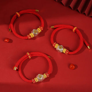 Buddha Gift 999 Sterling Silver Chinese Zodiac Natal Buddha Red Rope Luck Strength Handcrafted Kids Bracelet