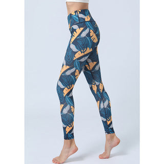 Buddha Gift Leaves Print Pants Sports Fitness Yoga High Waist Leggings Women's Yoga Pants