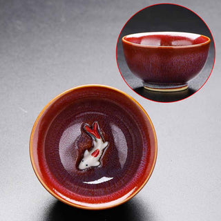 Buddha Gift Small Koi Fish Kiln Change Chinese Jianzhan Ceramic Teacup Kung Fu Tea Cup 60ml