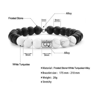 Buddha Gift 12 Constellations of the Zodiac Natural Frosted Stone White Turquoise Bead Fortune Bracelet