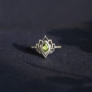 Buddha Gift Sterling Silver Lotus Zircon Blessing Protection Ring