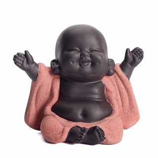 Buddha Gift Always Smiling Laughing Buddha Wealth Luck Purple Clay Maitreya Statue Decoration