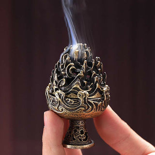 Buddha Gift Tibetan Mini Mountain Pattern Meditation Copper Alloy Incense Burner