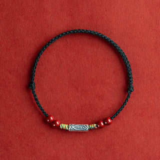 Buddha Gift 925 Sterling Silver Koi Fish Cinnabar Bead Wealth Handcrafted Braided Bracelet Anklet