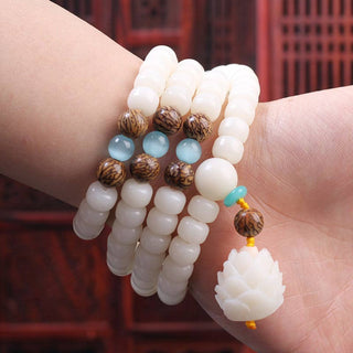 Buddha Gift Tibetan Mala White Bodhi Seed Peace Bracelet