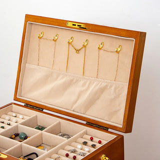 Buddha Gift Retro Solid Wood Jewelry Box Four-Layer Wooden Jewelry Storage Box