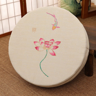 Buddha Gift Lotus Embroidery Cotton Linen Meditation Seat Cushion