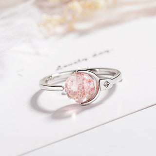 Buddha Gift Pink Crystal Soothing Rotation Ring