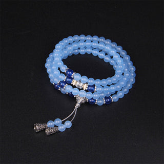 Buddha Gift 108 Beads Blue Crystal Healing Bracelet Mala