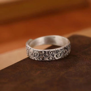 Buddha Gift Vintage Auspicious Clouds Pattern Luck Ring