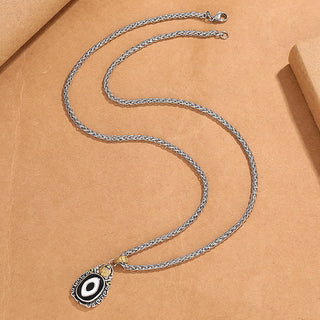 Buddha Gift Tibet Dzi Bead Garuda Pattern Copper Metal Wealth Necklace Pendant