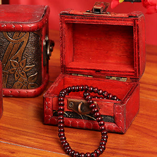 Buddha Gift Retro Small Wood Jewelry Box Lotus Golden Grape Copper Coin Daffodil Grass Flower Jewelry Storage Box